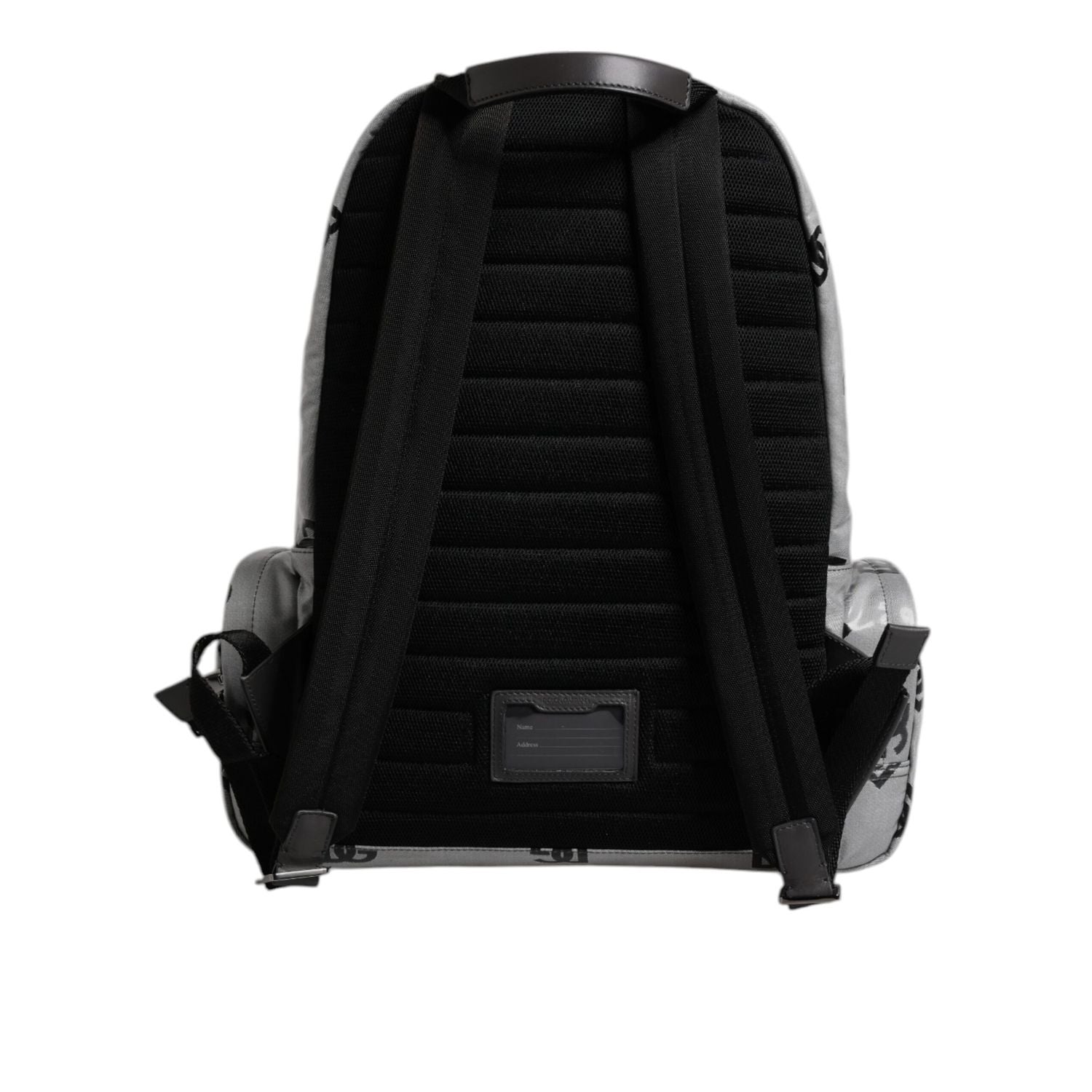 Dolce & Gabbana Polyester Gray Black DG Logo Plaque Backpack Bag