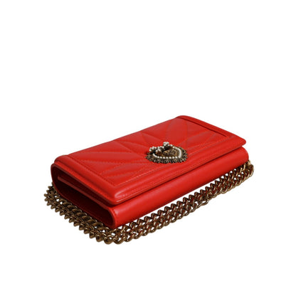 Dolce & Gabbana Red Quilted Devotion Crossbody Chain Phone Cover Bag