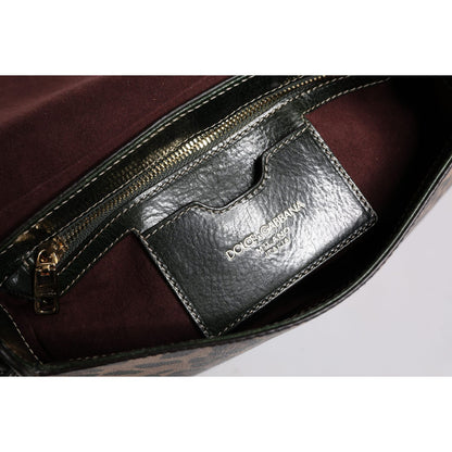 Dolce & Gabbana Black Brown Leopard Leather Shoulder Strap Bag