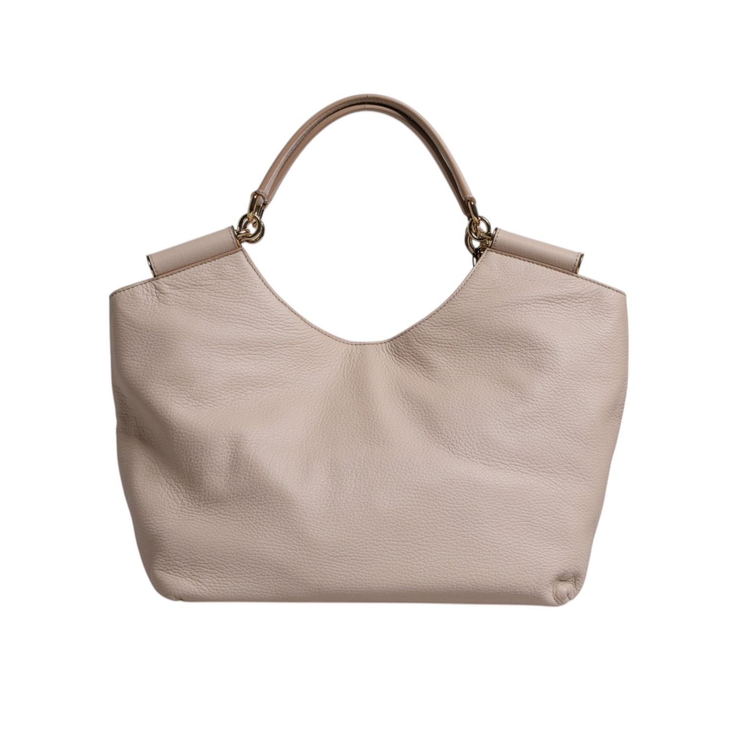 Dolce & Gabbana Light Pink Deer Leather Logo Plaque Tote Top Handle Bag