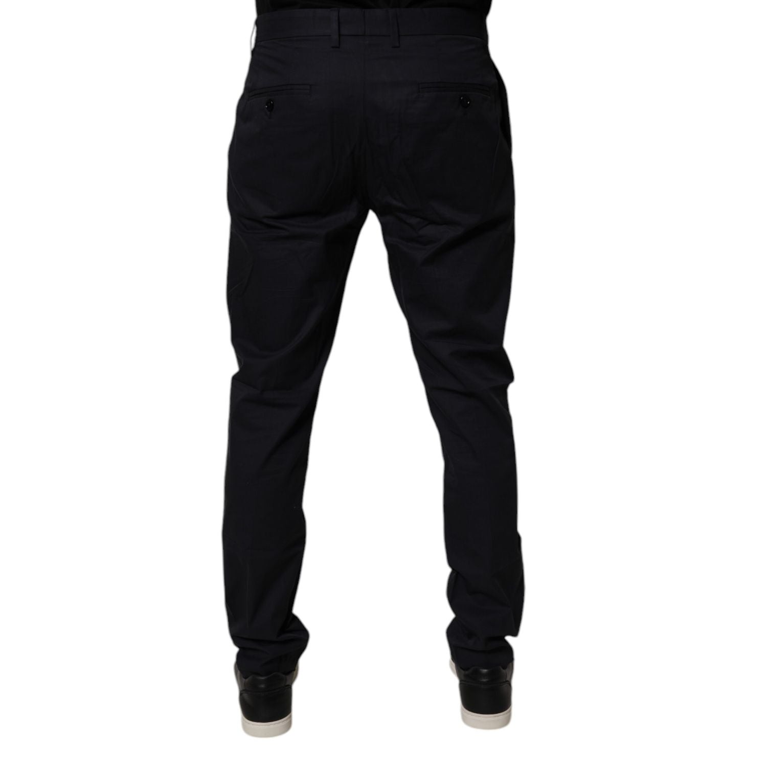 Dolce & Gabbana Dark Blue Cotton Tapered Formal Pants