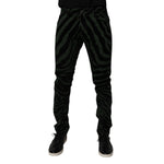 Dolce & Gabbana Black Green Stripes Cotton Skinny Denim Jeans