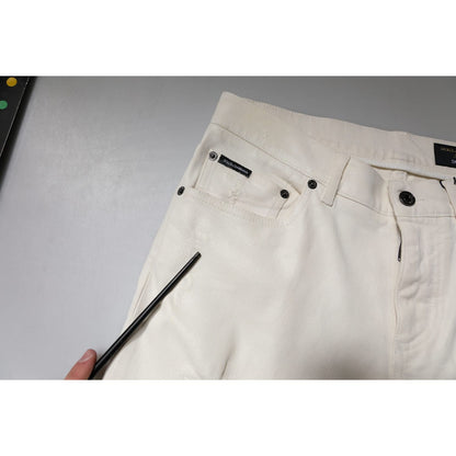 Dolce & Gabbana Off White Cotton Stretch Skinny Denim Jeans