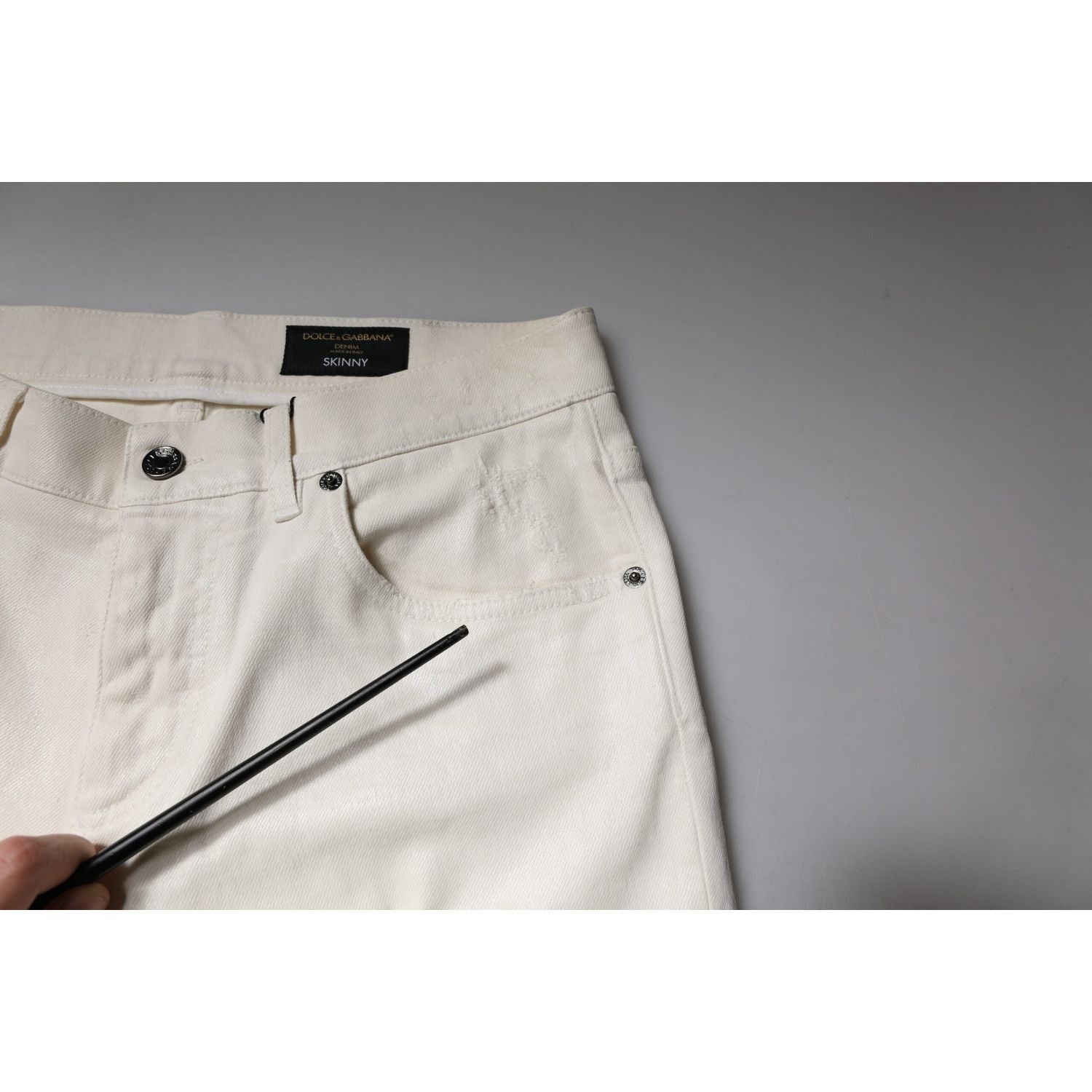 Dolce & Gabbana Off White Cotton Stretch Skinny Denim Jeans