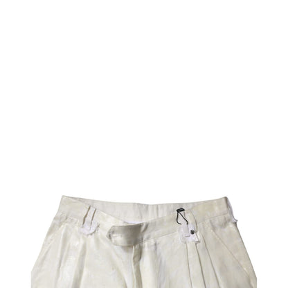 Dolce & Gabbana White Linen Mid Waist Straight Men Denim Jeans