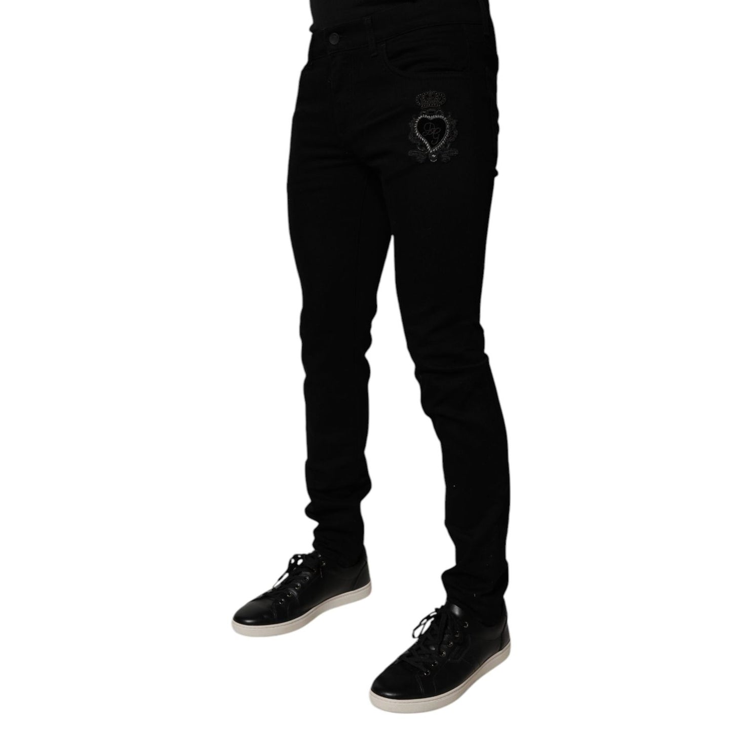 Dolce & Gabbana Black Sacred Heart Cotton Skinny Denim Jeans
