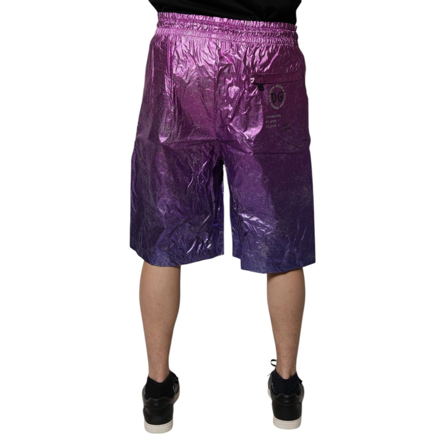 Dolce & Gabbana Metallic Pink Purple Two Tone Bermuda Shorts