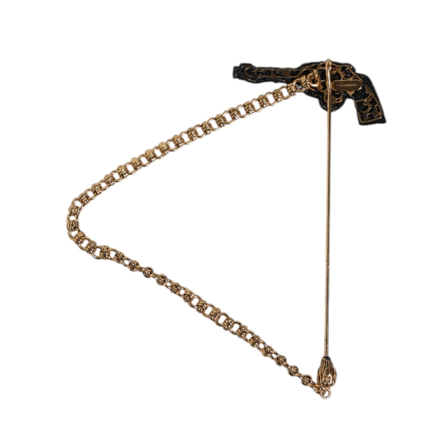 Dolce & Gabbana Black Gold Brass Copper Revolver Brooch Lapel Pin