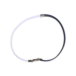 Dolce & Gabbana Blue White Leather Trimmed DG Engraved Silver Tone Clasp Bracelet