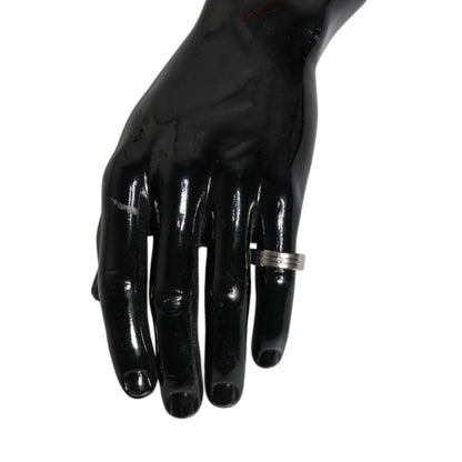 Dolce & Gabbana Silver Tone Brass Clear Crystal DG Logo Ring