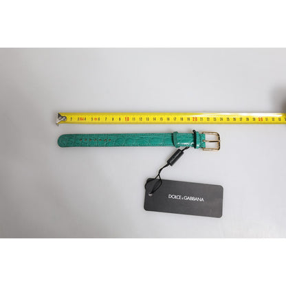Dolce & Gabbana Green Exotic Leather Gold Tone Metal Buckle Armband