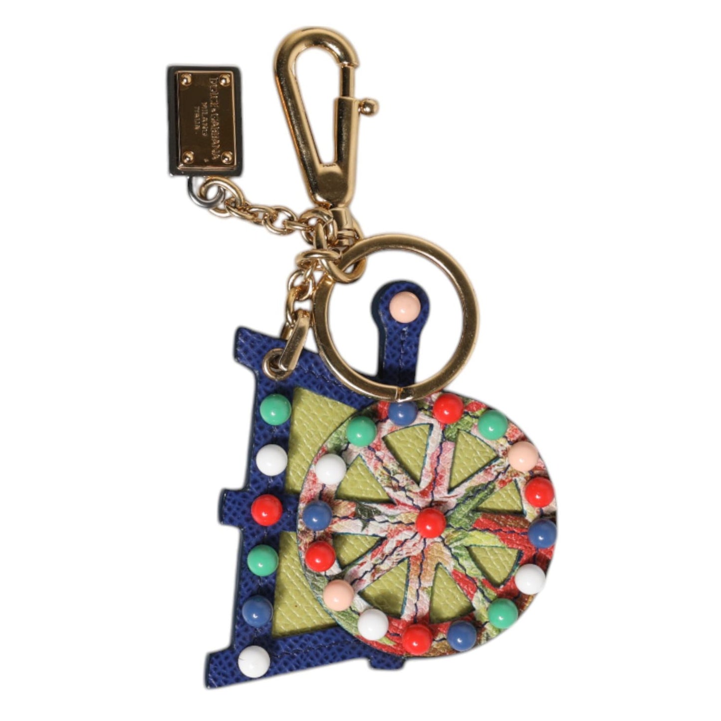 Dolce & Gabbana Multicolor Gold Tone Carretto Keychain Keyring