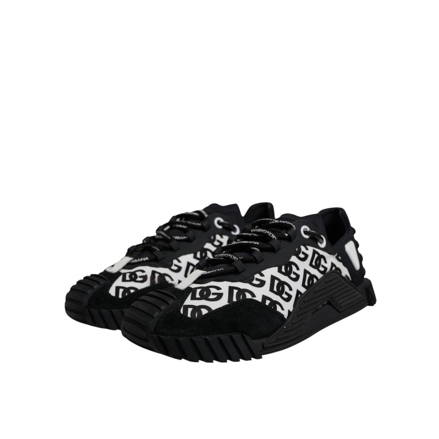 Dolce & Gabbana Black Logo Lace Up Low Top NS1 Sneakers Shoes