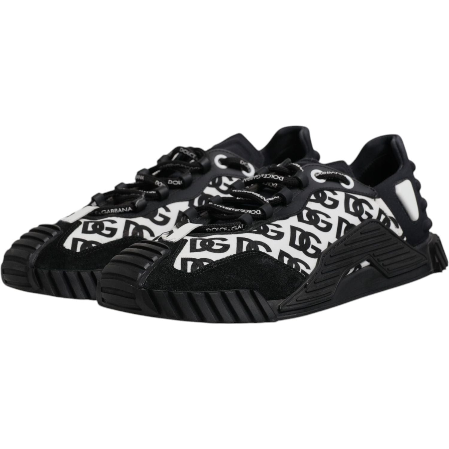 Dolce & Gabbana Black Logo Lace Up Low Top NS1 Sneakers Shoes