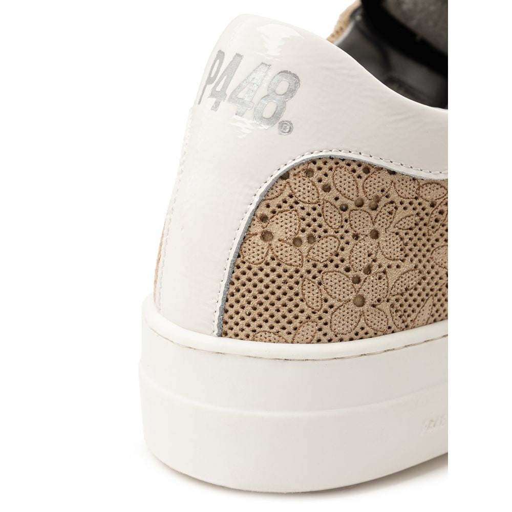 P448 Beige Leather Athletic Sneakers