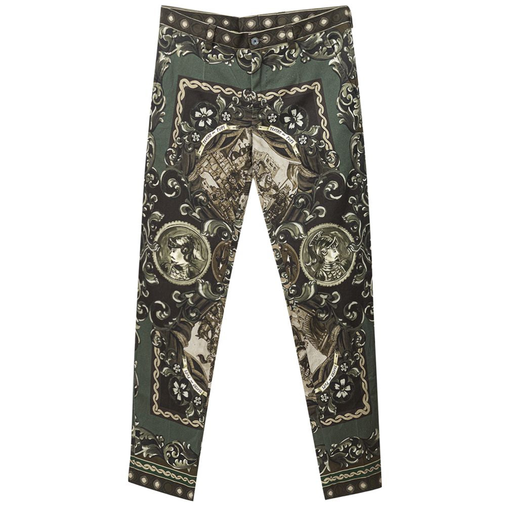 Dolce & Gabbana Green Cotton Casual Pants