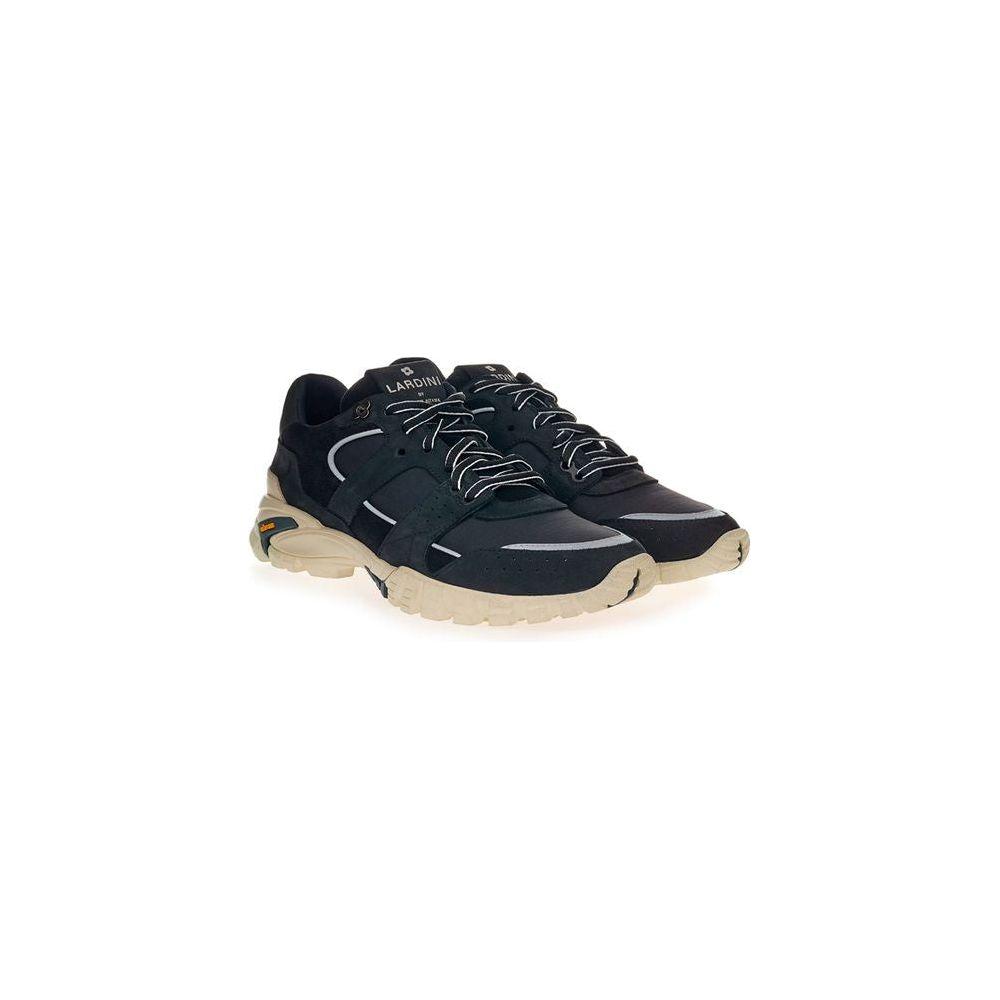 Lardini Black Suede Leather Athletic Sneakers