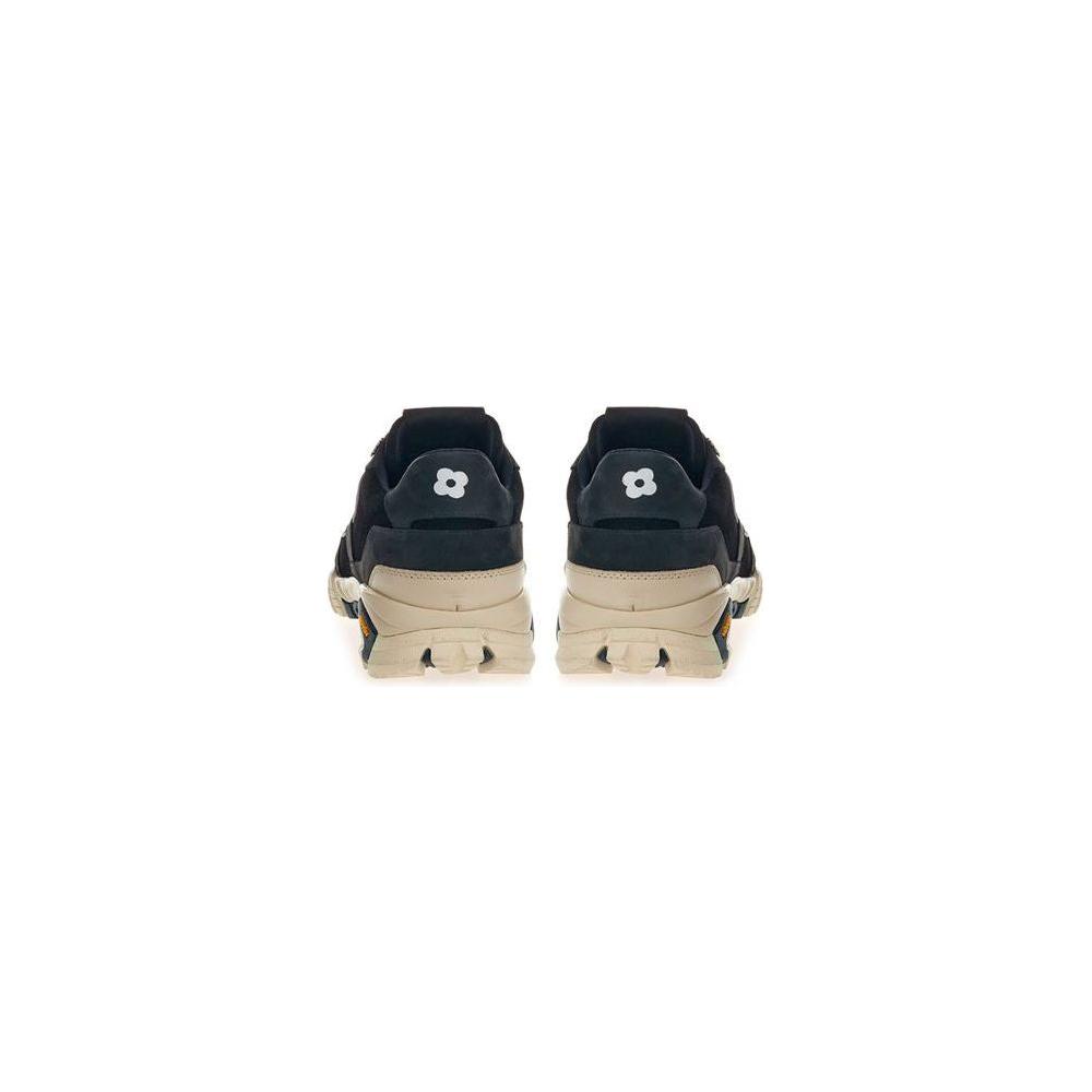 Lardini Black Suede Leather Athletic Sneakers