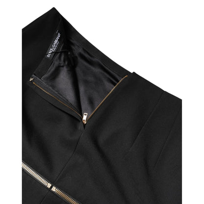 Dolce & Gabbana Black Virgin Wool High Waisted Mini Skirt