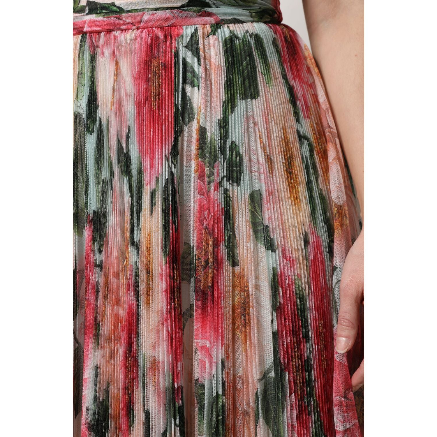 Dolce & Gabbana Multicolor Silk Floral High Waist Midi Skirt