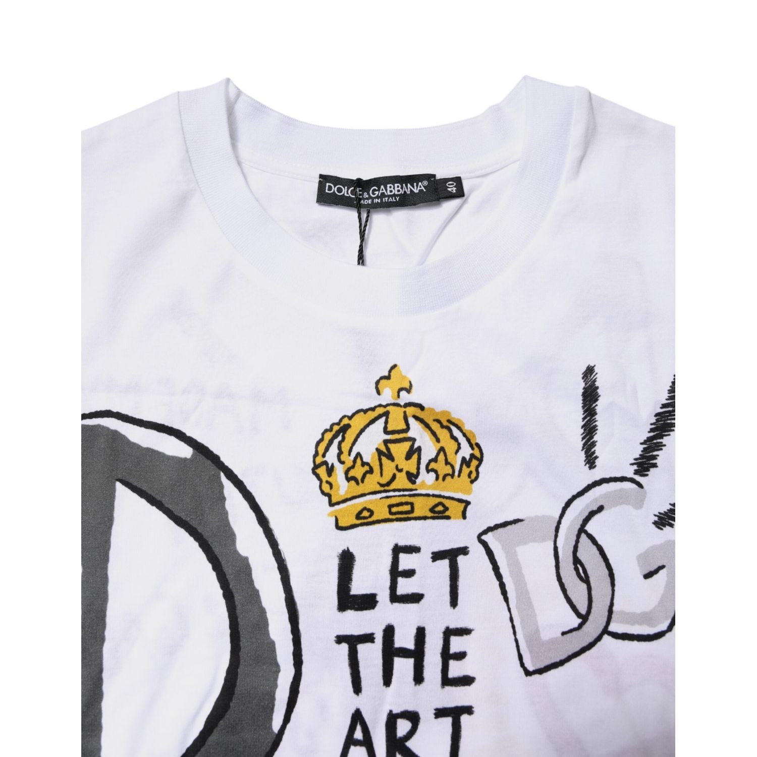 Dolce & Gabbana White Short-Sleeved Printed Jersey T-shirt