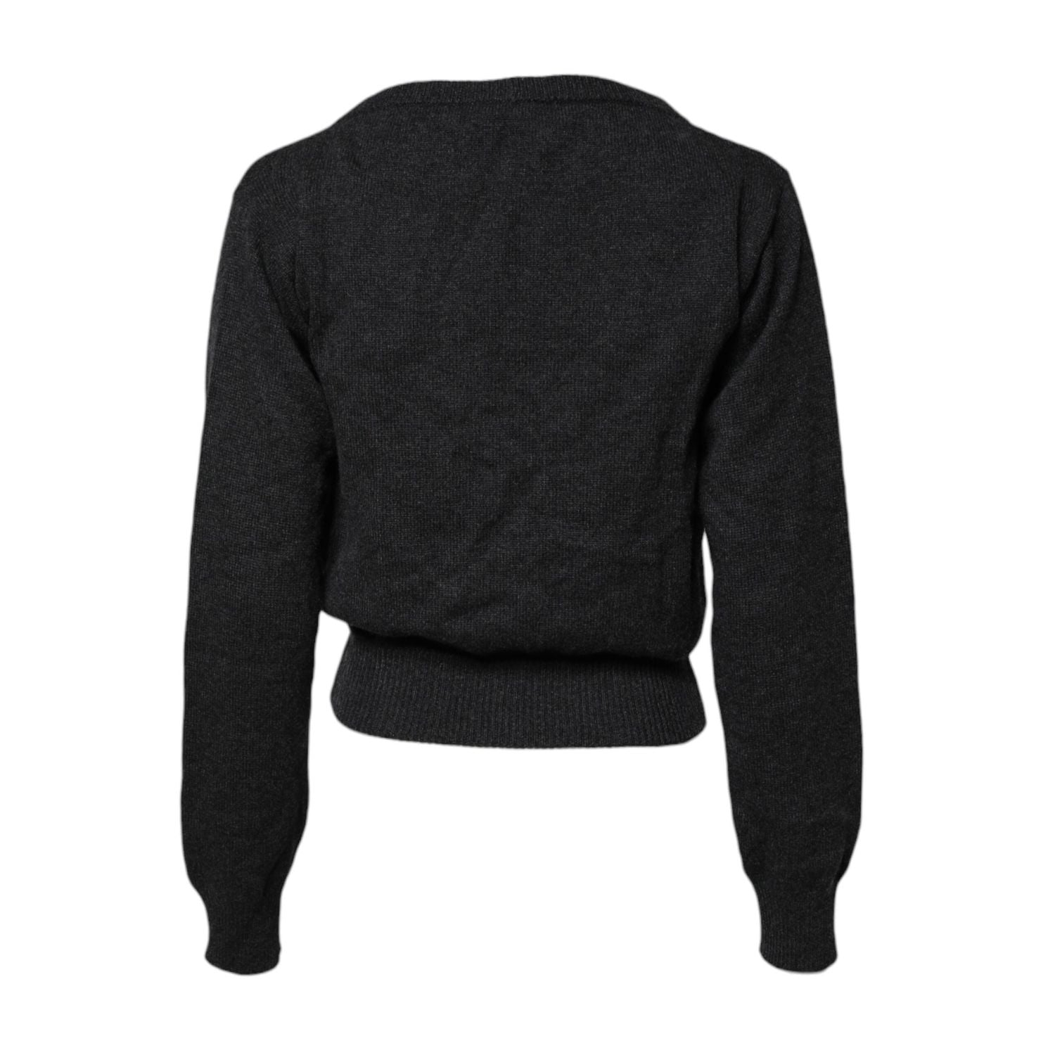 Dolce & Gabbana Grey Cashmere Deep V-neck Pullover Sweater