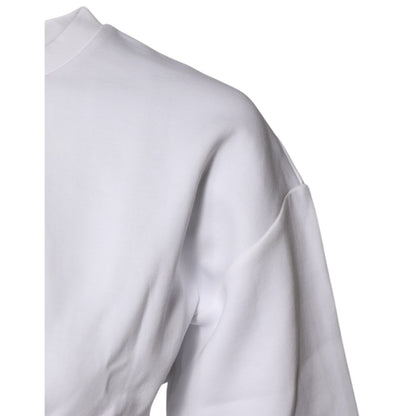 Dolce & Gabbana White Cotton Blend 3/4 Sleeves Blouse Top