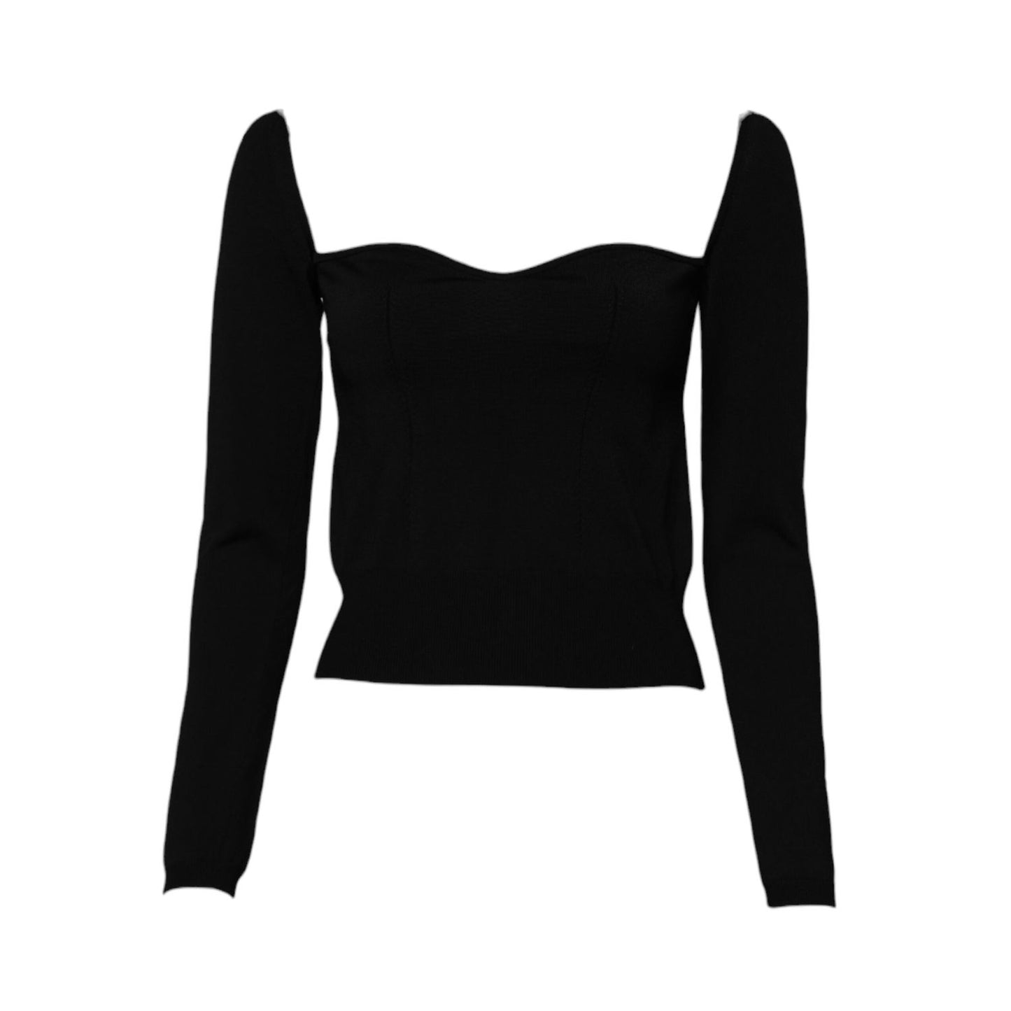Dolce & Gabbana Black Square Neckline Long Sleeves Sweater Dolce & Gabbana