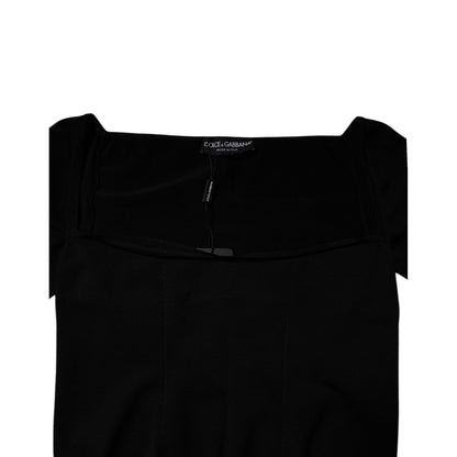 Dolce & Gabbana Black Square Neckline Long Sleeves Sweater Dolce & Gabbana