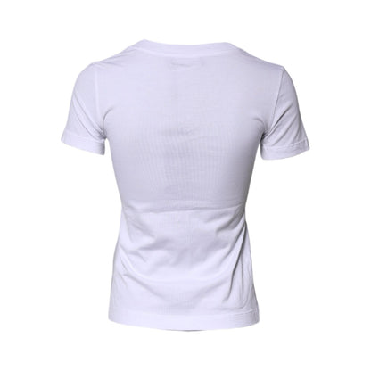 Dolce & Gabbana White Floral Print Cotton Crew Neck T-shirt