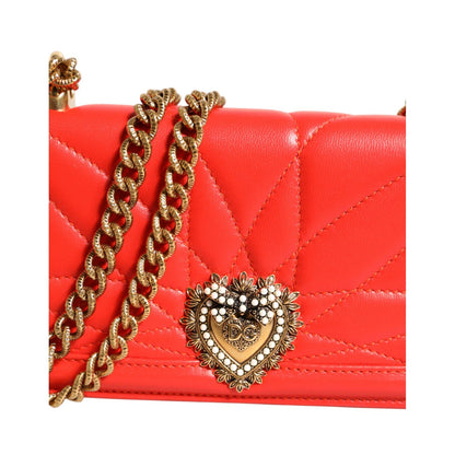 Dolce & Gabbana Red Leather Quilted Devotion Crossbody Phone Cover Bag