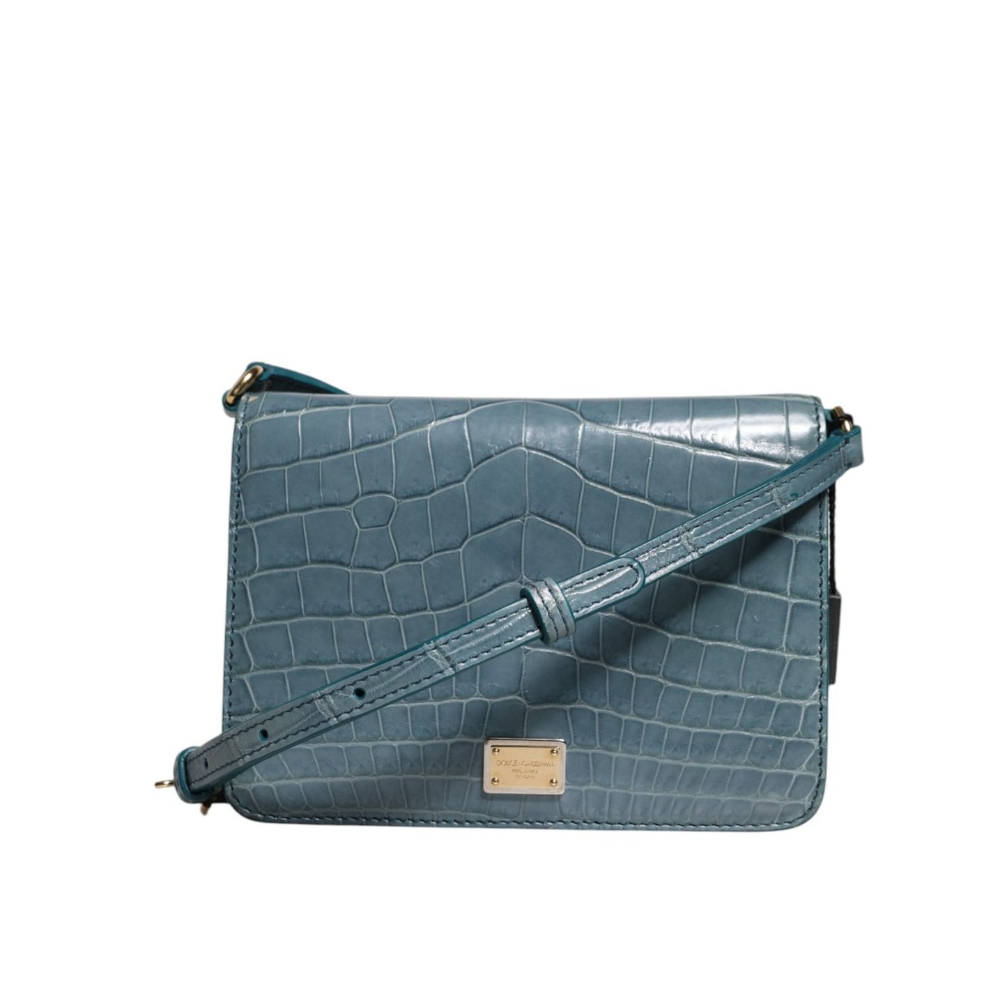 Dolce & Gabbana Green Exotic Leather DG Plaque Crossbody Mini Bag