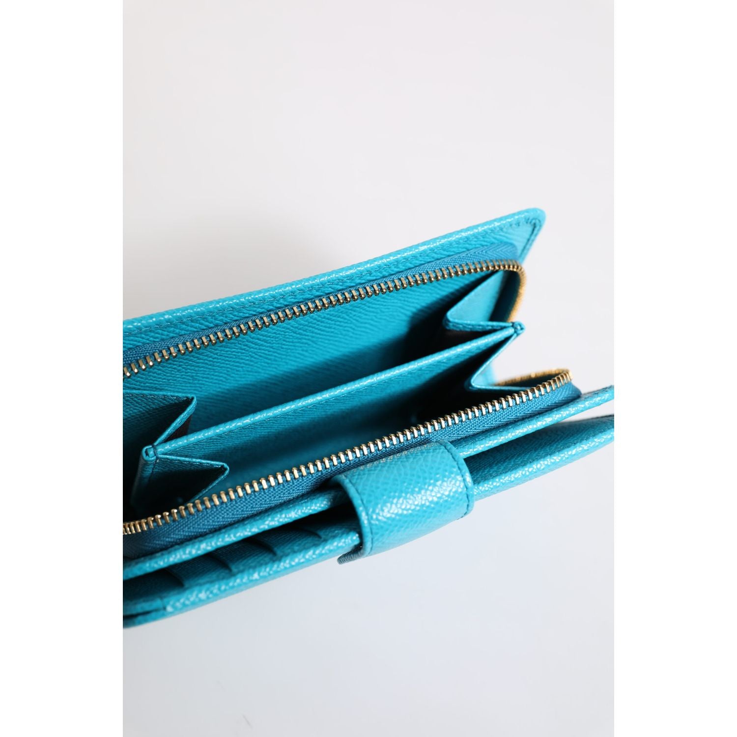 Dolce & Gabbana Light Blue Leather Bifold Continental Clutch Wallet