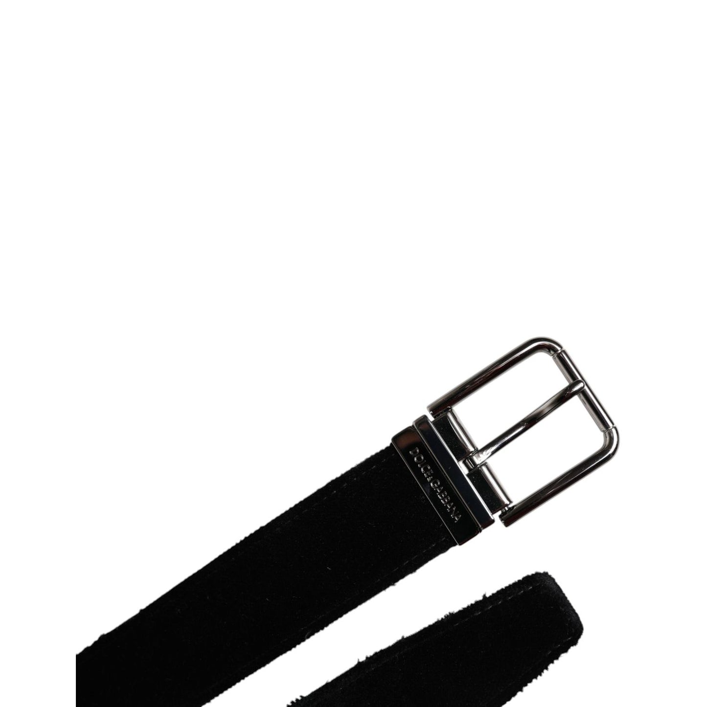 Dolce & Gabbana Black Cotton Silver Tone Metal Buckle Belt