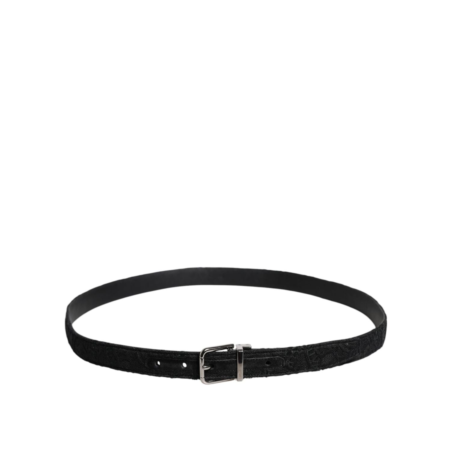 Dolce & Gabbana Black Cotton Blend Silver Metal Buckle Belt