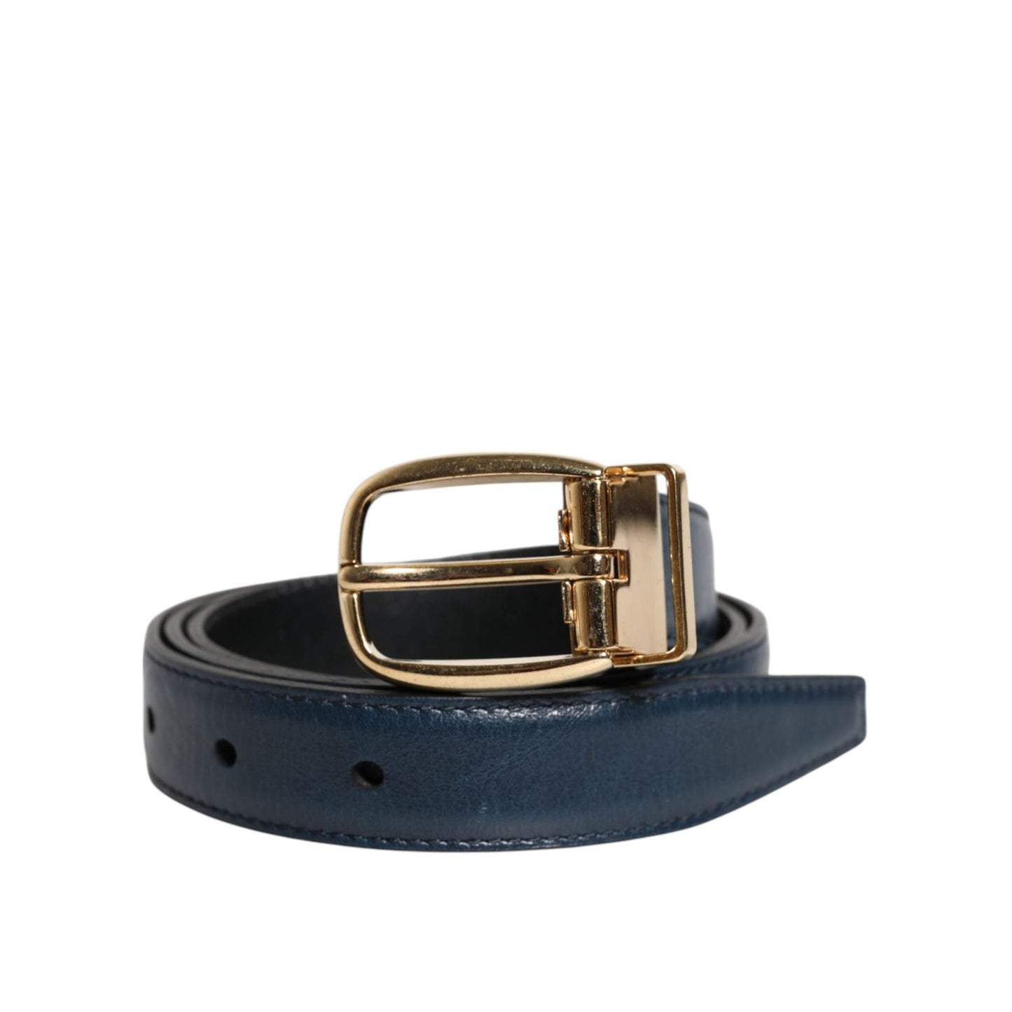 Dolce & Gabbana Blue Leather Metal Buckle Classic Belt