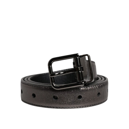 Dolce & Gabbana Black Leather Classic Metal Logo Buckle Belt