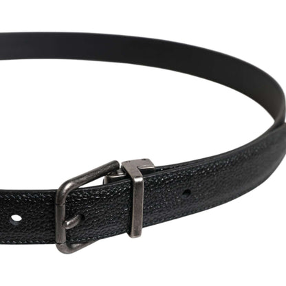 Dolce & Gabbana Black Calf Leather Classic Metal Buckle Belt