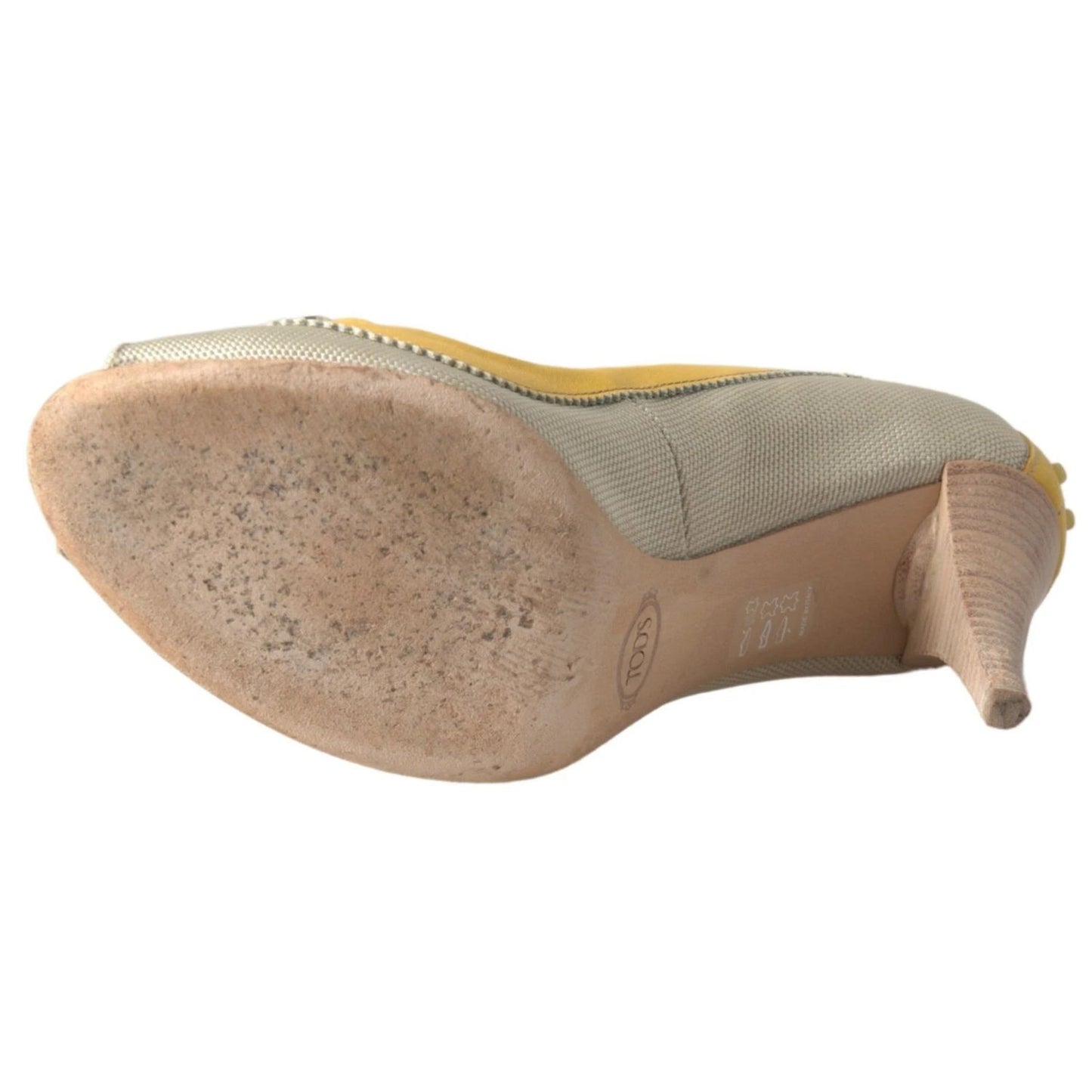 Tod's Yellow Off White Peep Toe Heels Pumps Shoes