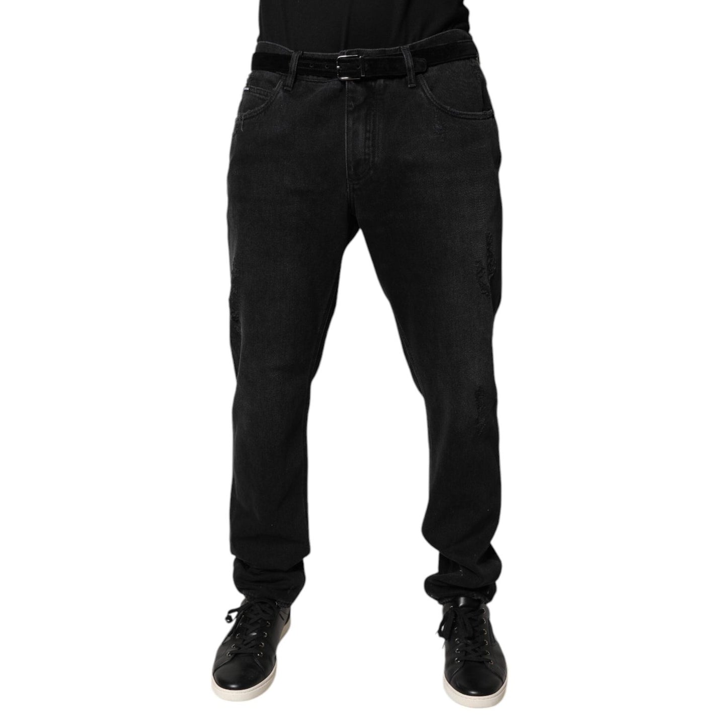 Dolce & Gabbana Black Cotton Skinny Men Denim Jeans