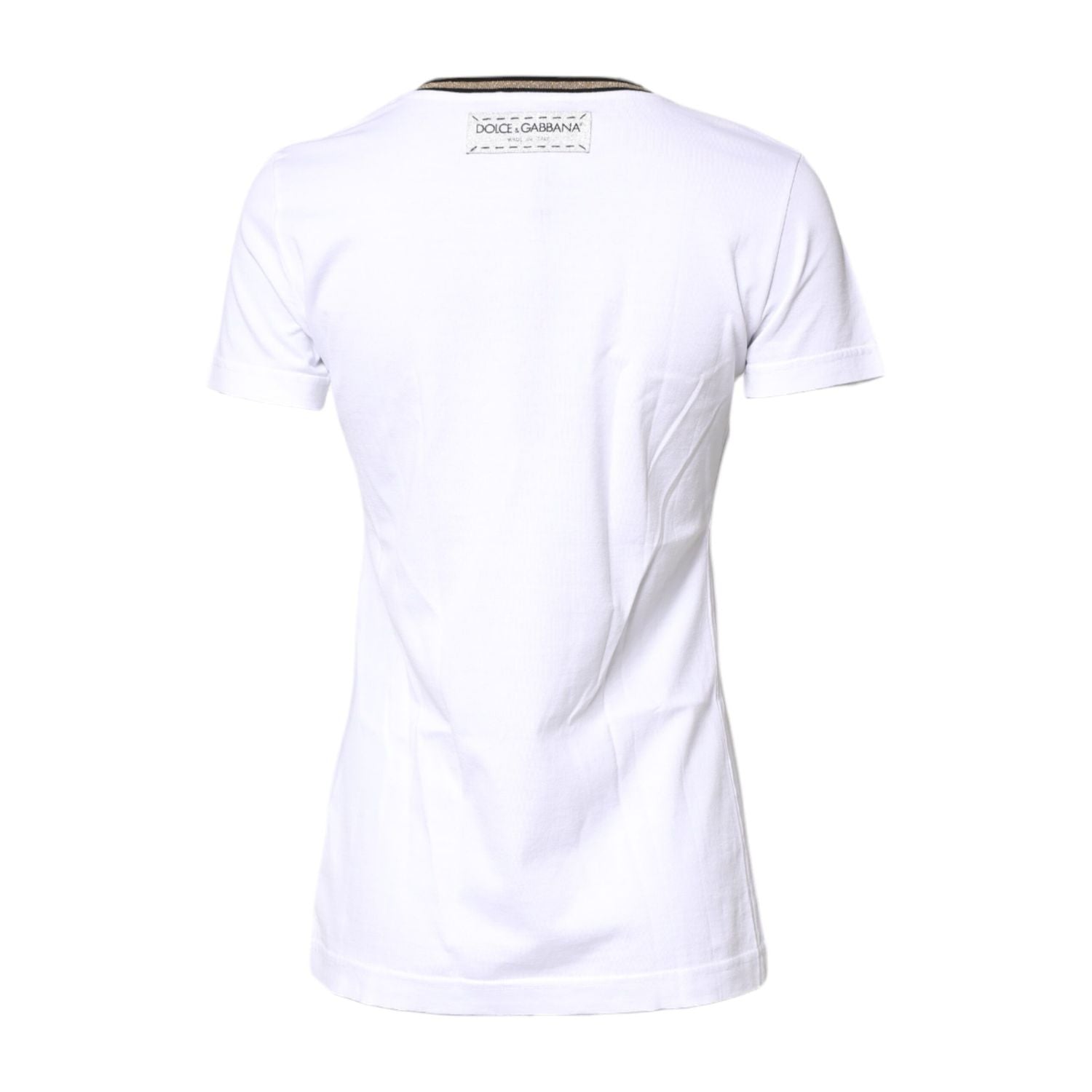Dolce & Gabbana White Graphic Print Cotton Crew Neck T-shirt