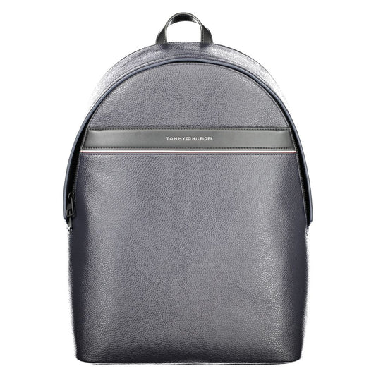 Tommy Hilfiger Blue Polyethylene Men Backpack with sleek design and practical compartments for modern style.