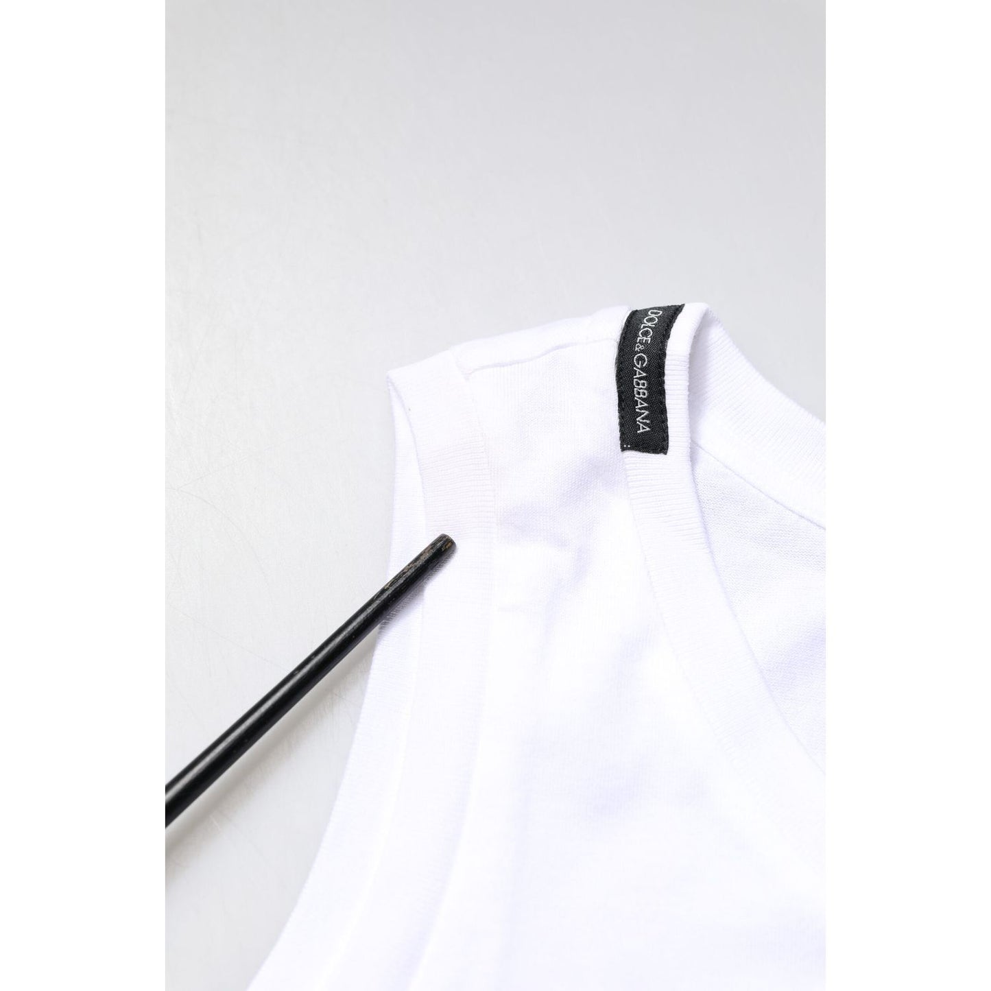 Dolce & Gabbana White Cotton Sleeveless Crew Neck T-shirt