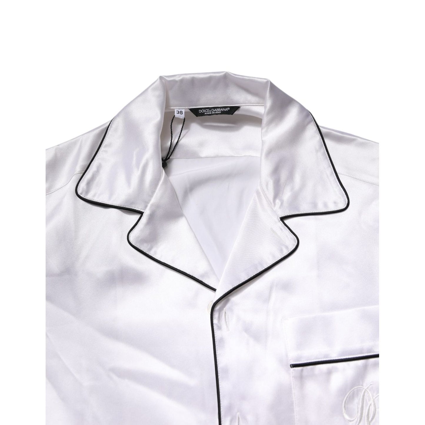 Dolce & Gabbana White Satin Silk Men Pajama Set Sleepwear