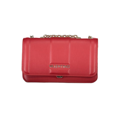 Mario Valentino Red Polyethylene Women Handbag with chain strap and snap closure displaying elegant design.