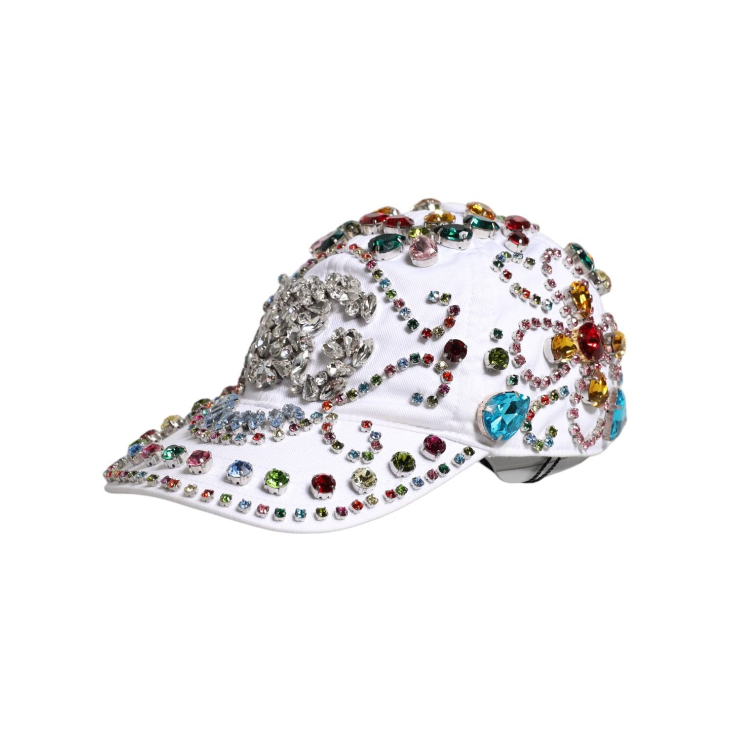 Dolce & Gabbana White Multicolor Crystal Embellish Baseball Cap