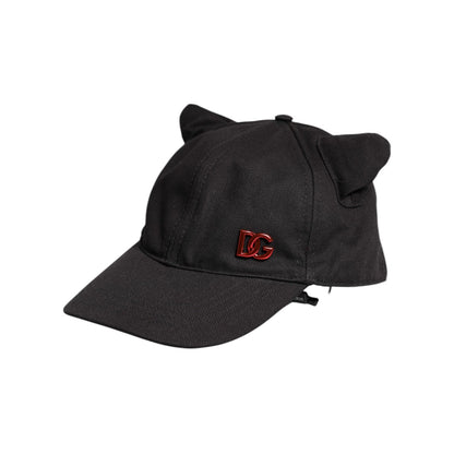 Dolce & Gabbana Black Cotton Logo Patch 6 Panels Baseball Cap