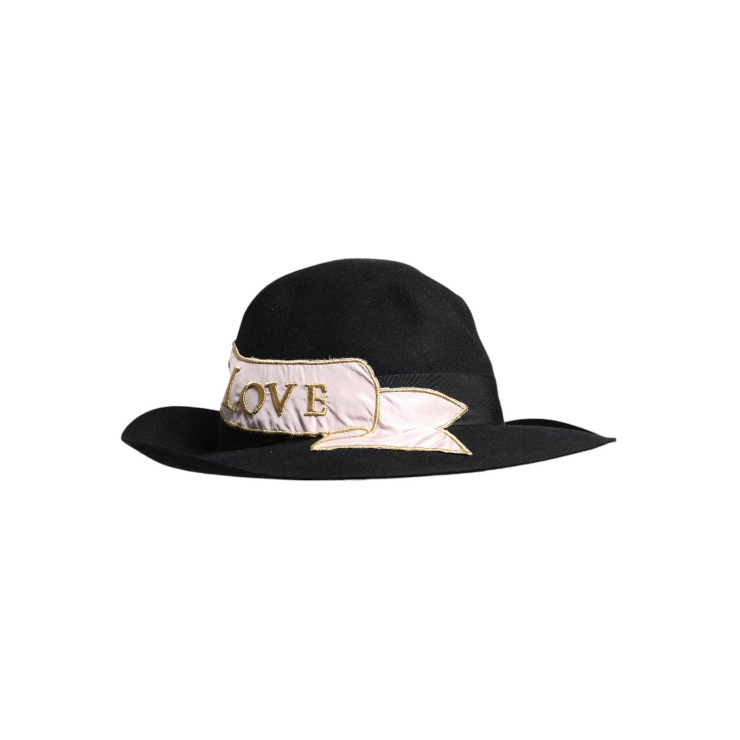 Dolce & Gabbana Black Logo Embroidered Women Wide Brim Hat