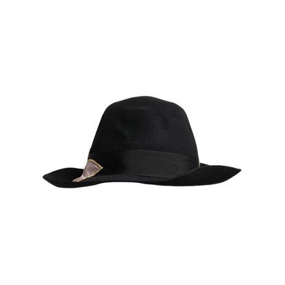 Dolce & Gabbana Black Logo Embroidered Women Wide Brim Hat