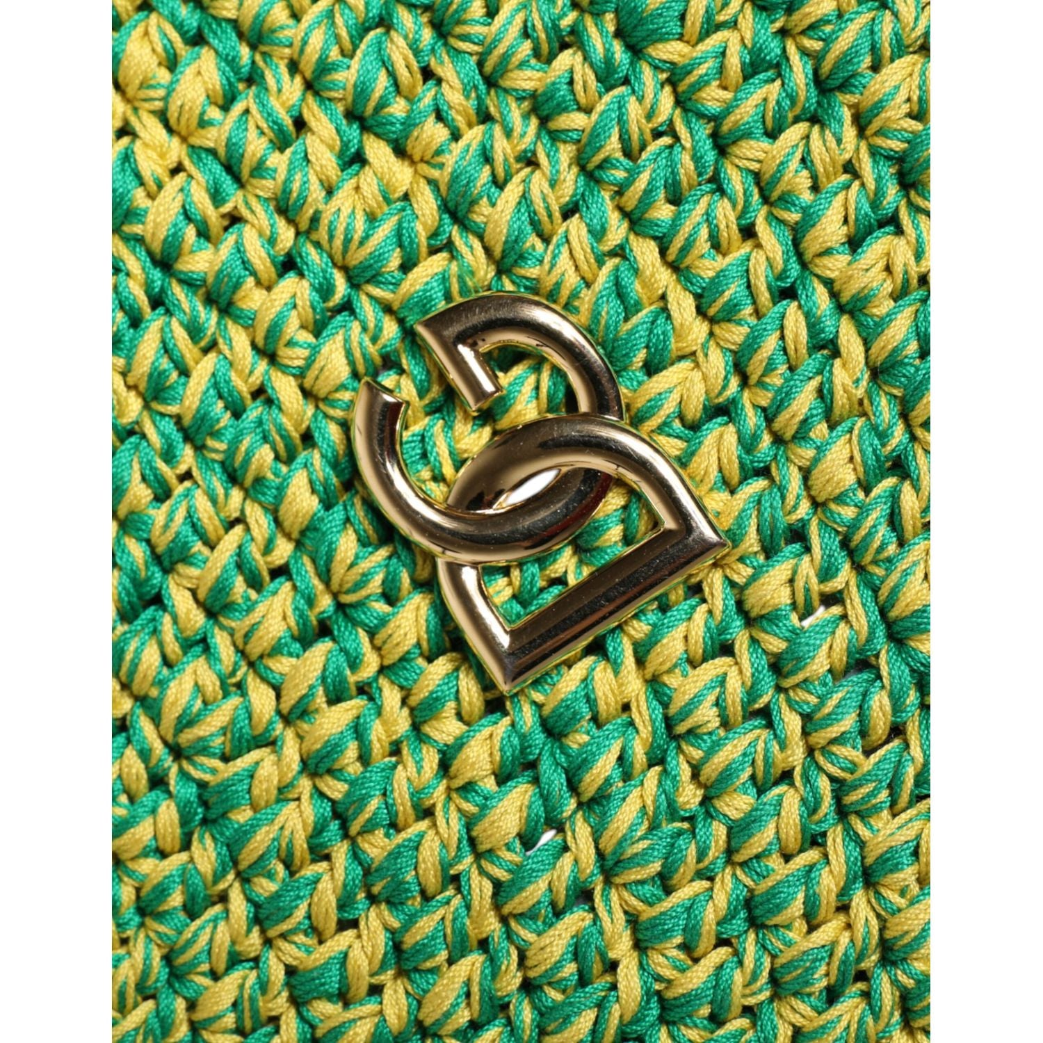 Dolce & Gabbana Green Cotton Crochet DG Logo Bucket Hat